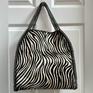 Italian Leather w/Faux Fur Zebra Print Handbag